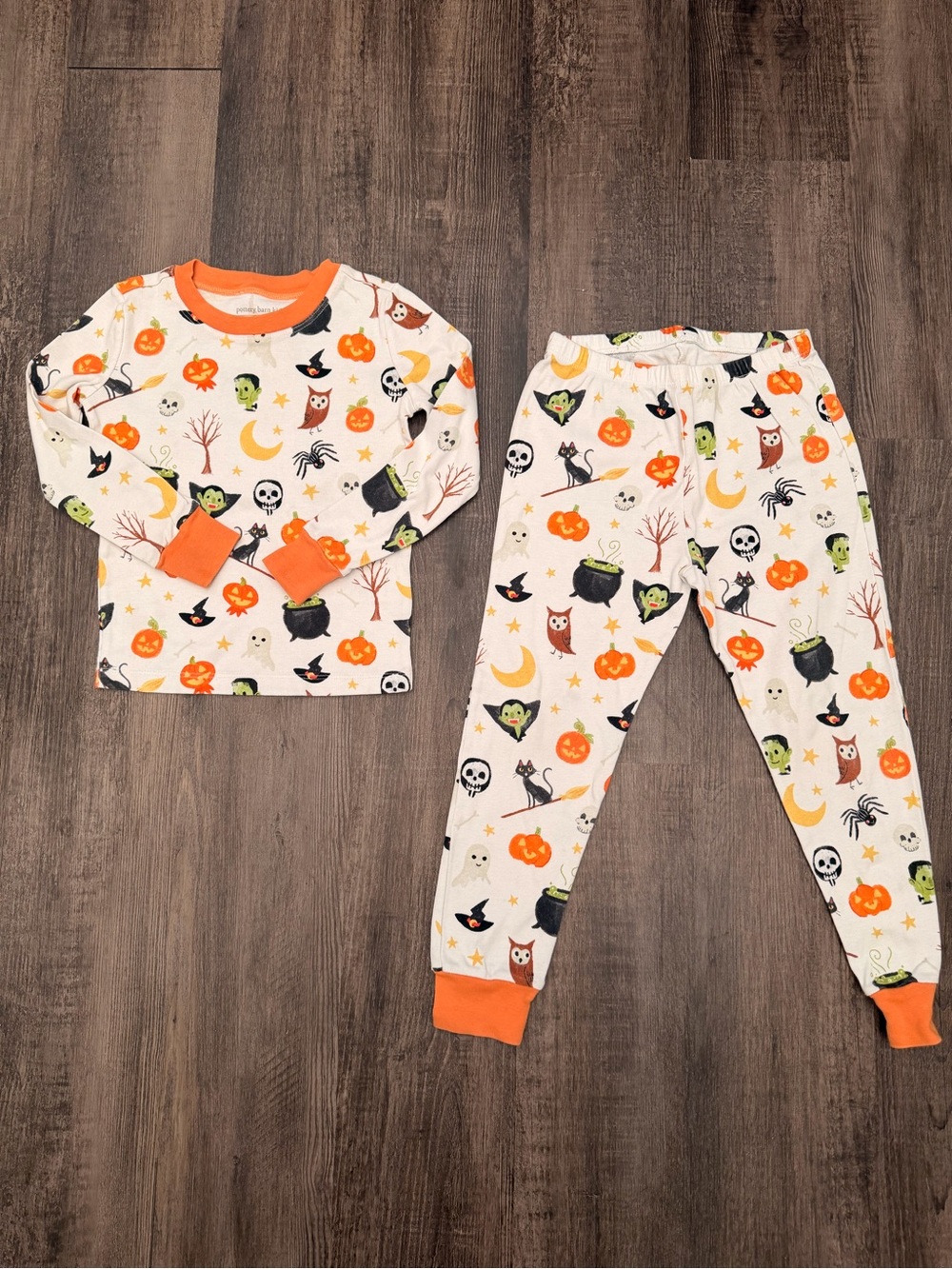 Pottery Barn Kids Halloween Pajama Set - Orange & White